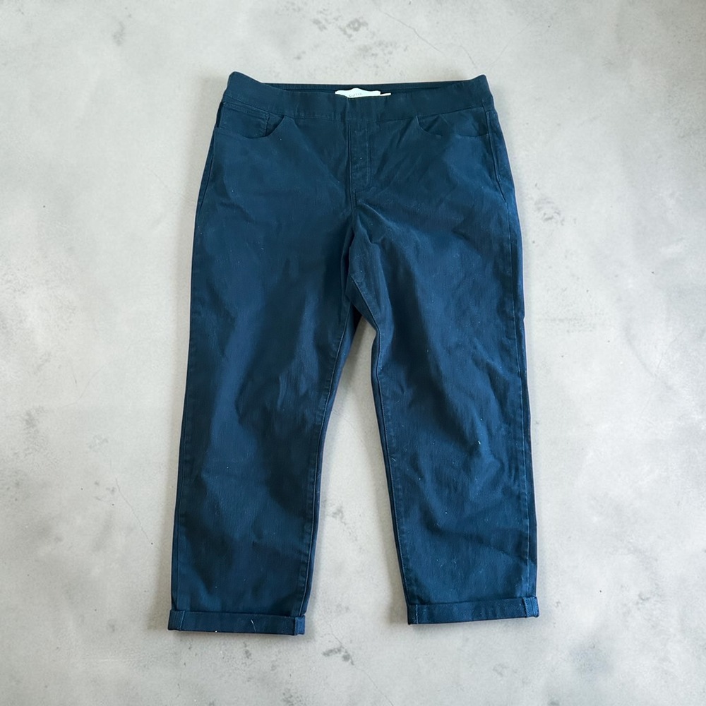Soft Surroundings Black Pull On Cropped Pants XL‎ Stretch Cuffed